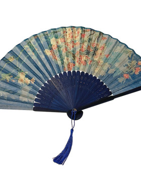 夏日新中式便携折叠流苏竹扇