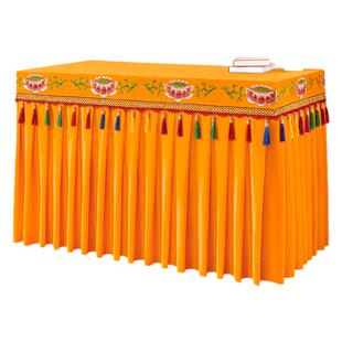 定制佛台布供桌布堂口香案桌罩遮挡帘寺庙桌裙八仙桌围加厚金丝绒