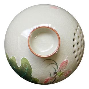 哥窑冰裂手绘盖子单盖中号直径7.4高3.9cm快客杯单盖子旅行装配件