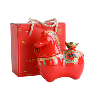 国潮马年吉祥物陶瓷马摆件茶叶罐年会礼品创意伴手礼定制招财礼物