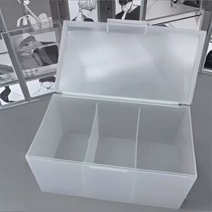 翻盖多格桌面整理盒ins风透明分格小卡饰品防尘收纳盒