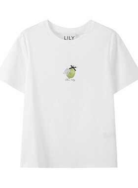LILY猫咪通勤全棉圆领简约短袖