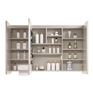 浴室智能卫生间的洗浴镜柜门后收纳神器不锈钢镜子壁挂厕所定制