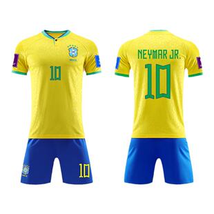 2022巴西国家队球衣10号内马尔足球服套装男儿童定制主客场训练服