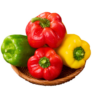 新鲜水果彩椒生吃五彩甜椒潍坊黄色菜椒七彩红灯笼小米辣椒蔬菜