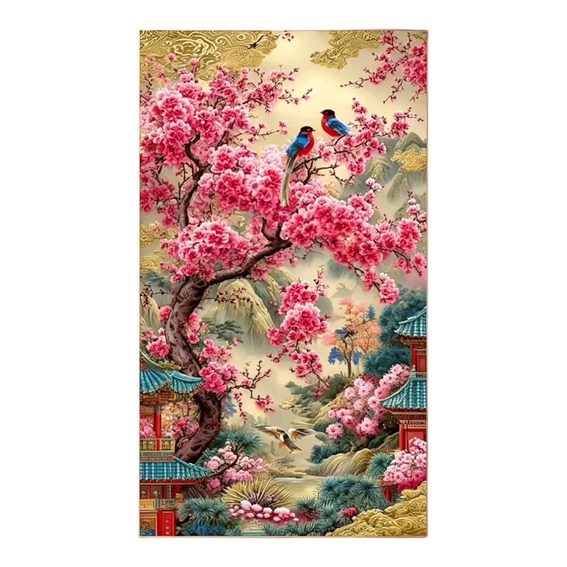 新中式梅花喜鹊带框钻石画