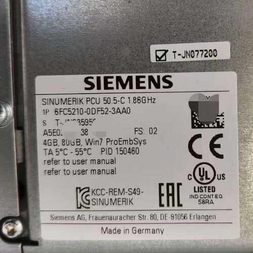 6FC5210-0DF52-3AA0 PCU 50.5 备用设备升级