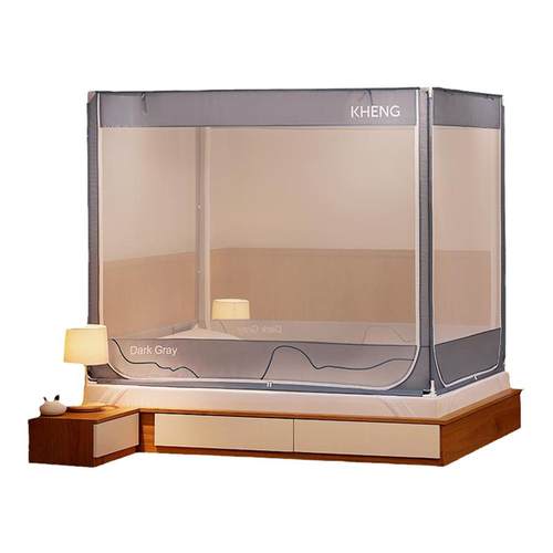 康亨新款2025蚊帐三开门家用卧室纹帐防摔婴儿拉链儿童宝宝回全底