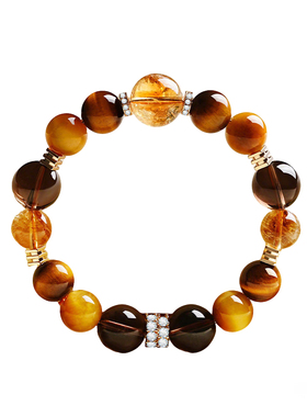 马年马上暴富本命年招财手链黄色水晶手链男女款旺财虎眼石手串