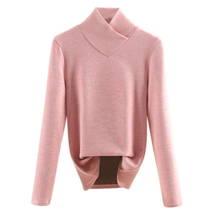 羊毛桑蚕丝德绒高领保暖内衣T恤女打底衫自发热上衣加绒秋衣秋裤