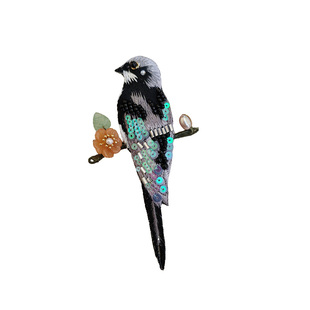 原创设计手工制作刺绣喜上枝头玉石珠绣中式复古旗袍配饰胸针胸花