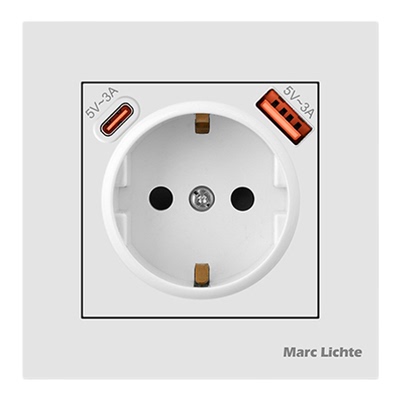 80型欧标德法式白色连体开关插座