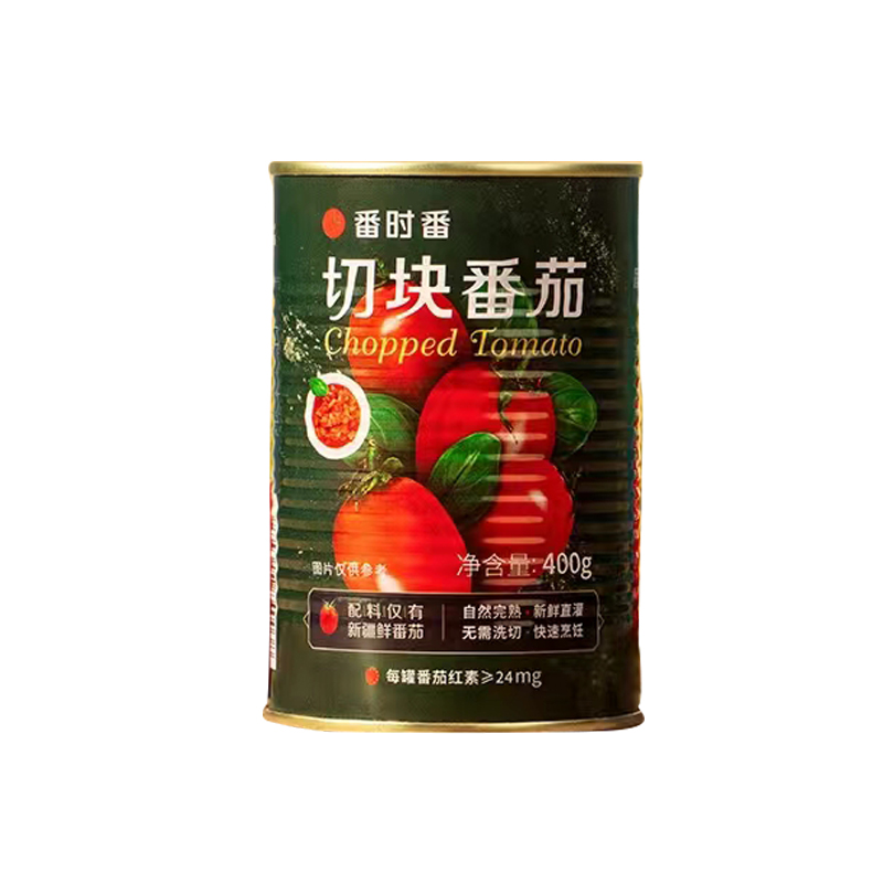 25年番时番新疆番茄丁罐头番茄酱新鲜西红柿切块番茄0脂整箱家用