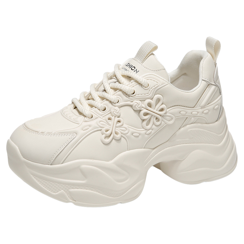 国风真皮老爹鞋女2025秋季新款小个子增高女鞋坡跟松糕厚底休闲鞋