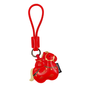 新款马年皮质挂件马上有钱汽车钥匙扣新年小礼品马年钥匙扣包挂件