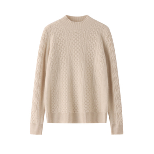 宝藏打底！加厚七针软糯半高领羊绒衫女绞花宽松毛衣秋冬显瘦打底