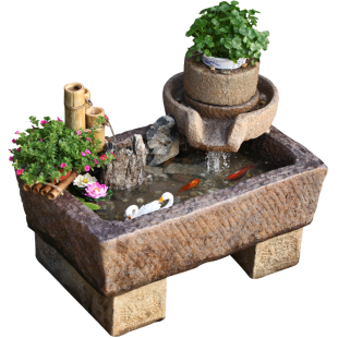 中式庭院假山流水景观喷泉室内阳台鱼池户外花园装饰造景水池摆件