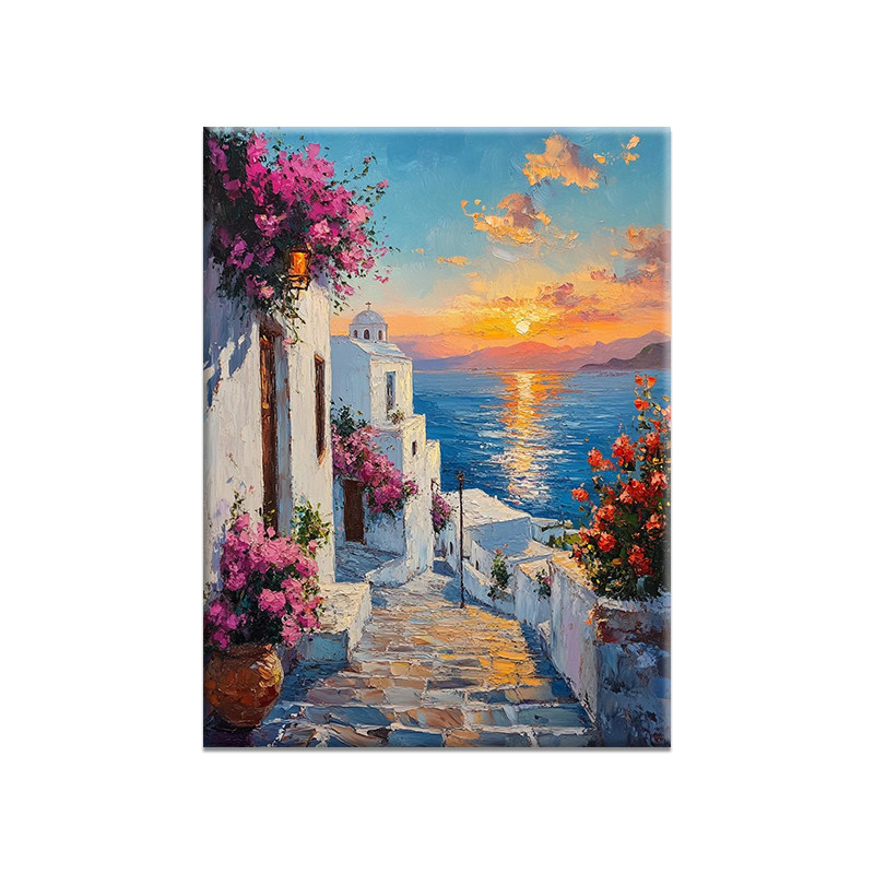 海畔花影diy数字油画填涂色