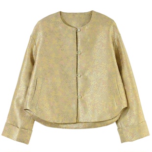 GESGOO今年流行漂亮的短款外套女2026开春新品新中式提花上衣气质