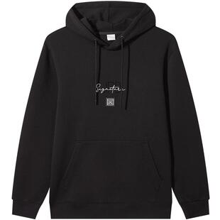 【亲肤棉感】卡宾刺绣印花连帽卫衣男装春季套头休闲黑色长袖上衣