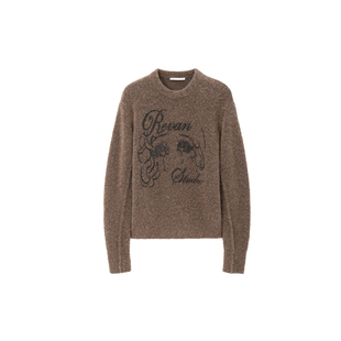 REVAN芮范设计师款质感少女头像咖色毛衫RM90601167