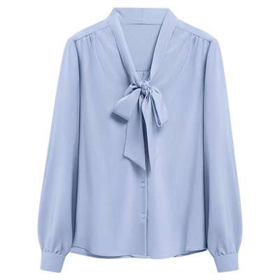 BasicHouse白色飘带蝴蝶结衬衫