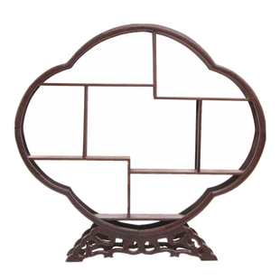 鸡翅木小型博古架 实木小多宝格 茶杯茶壶摆件架子 奇石头古董架