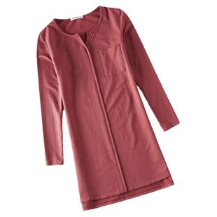 秋冬季新款纯棉t恤女中长款打底衫加绒保暖显瘦大码圆领长袖上衣