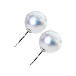 18K金基础款澳白珍珠耳钉9-10-11-12-13-14-15MM澳白海水珍珠耳环
