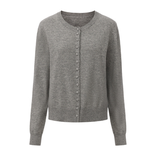 madeinnormal X LOOKNOW2025年秋季新款灰色一排扣毛衣开衫女