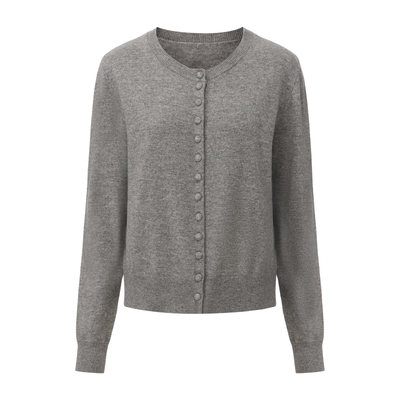 madeinnormal X LOOKNOW2025年秋季新款灰色一排扣毛衣开衫女