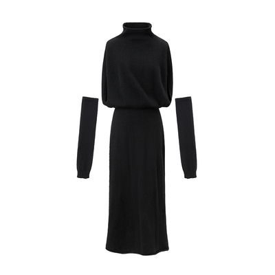 SUK 迷之优雅！ 羊毛混纺高腰收腰针织长裙袖套2025秋冬新款女