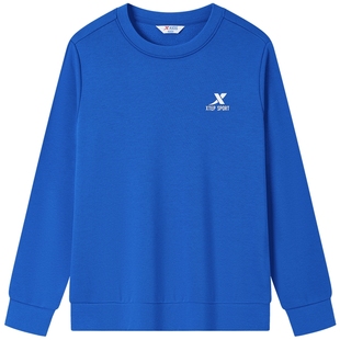 特步童装儿童2025秋冬季加绒厚上衣男童保暖简约舒适圆领套头卫衣