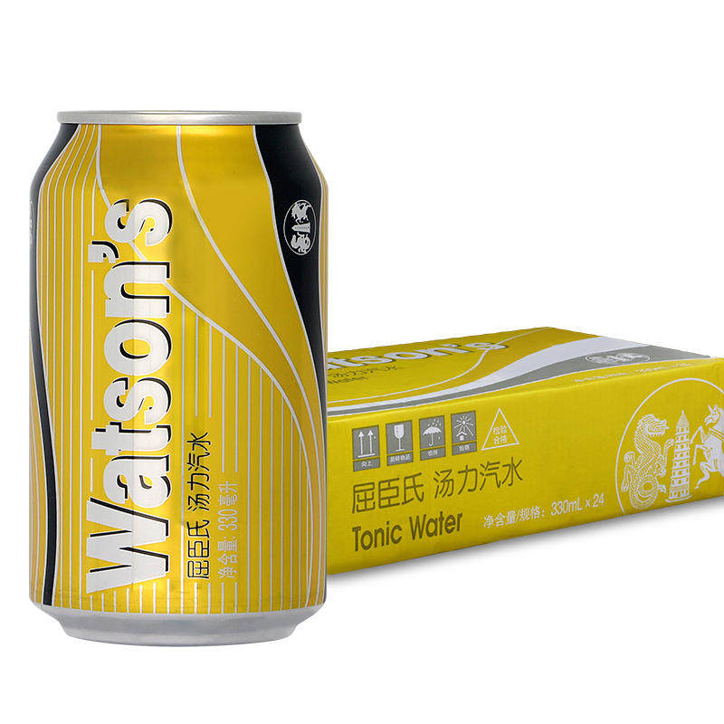 屈臣氏苏打汽水 饮料汽水推荐 汤力汽水330ml*24罐 JD