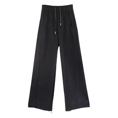 冬季花灰色阔腿卫裤女加绒加厚