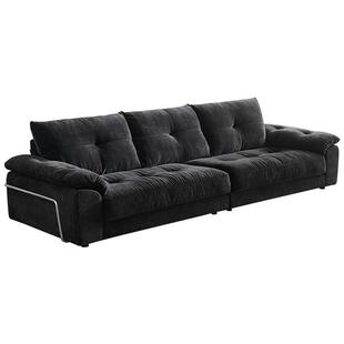 全友家居意式极简雪尼尔布艺沙发客厅2025新款黑色直排可拆洗家具