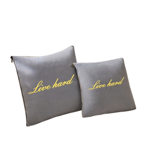 加厚抱枕被子两用珊瑚绒办公室午睡毯车载二合一折叠高档刺绣定制