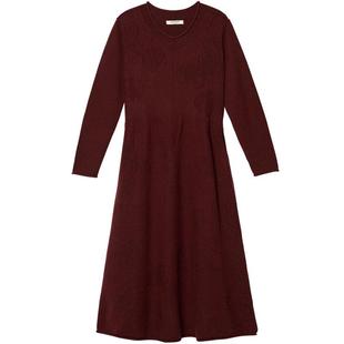 EXCEPTION例外女装绵羊毛编织提花刺绣修身百搭V领内搭连衣裙子女