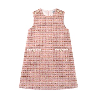 瑞比克/RBIGX童装冬季女童连衣裙儿童粉色小香风背心裙洋气公主裙