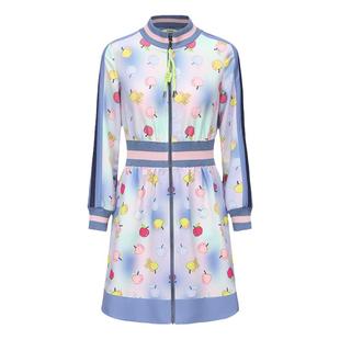 tanni新款个性拼接X型收腰运动风拉链连衣裙TM31DR072A