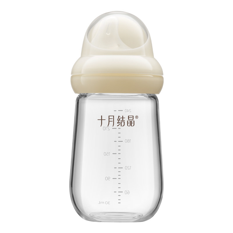 十月结晶玻璃奶瓶宽口径0到6月以上婴儿新生儿防胀气防呛专用奶瓶