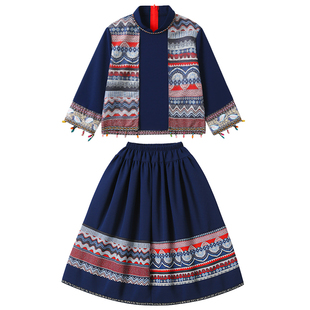 儿童畲族服装三月三少数民族服饰男女童畲族传统表演服幼儿壮族服