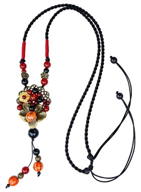 民族风毛衣链长款挂件女红玛瑙