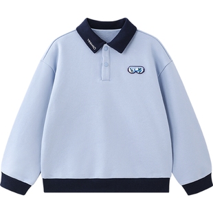 英氏男童翻领卫衣秋装新款长袖polo领童装套头休闲儿童中大童上衣
