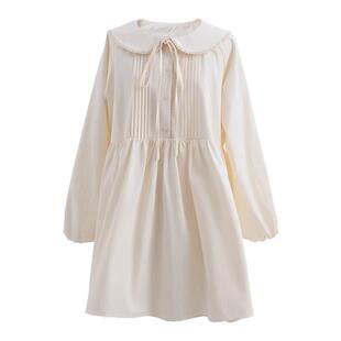 森女部落甜美风娃娃领连衣裙女春季新款纯棉宽松百搭小个子A字裙