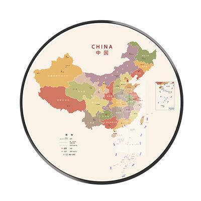办公室现代简约圆形装饰画地图