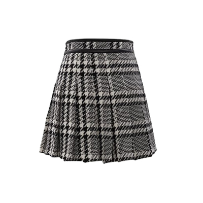 concise-white/简白千鸟格百褶裙