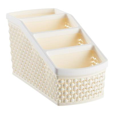 仿藤编化妆品收纳盒桌面塑料