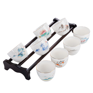 高品质德化羊脂玉白瓷茶杯套装8只家用茶具功夫茶品茗杯喝茶茶碗