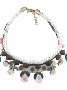 欧美夸张小众设计奢华j.cre*水晶彩色宴会轻奢礼服复项链女气质特